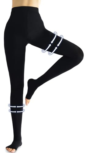 Beister Collant de Contention Femme & Homme à bouts ouverts Longues, 20-30mmhg Bas de Contention Classe 2 Médicale Soutien Graduel Chaussette de Contention,Pantalons serrés pour Les varices, l'œdème