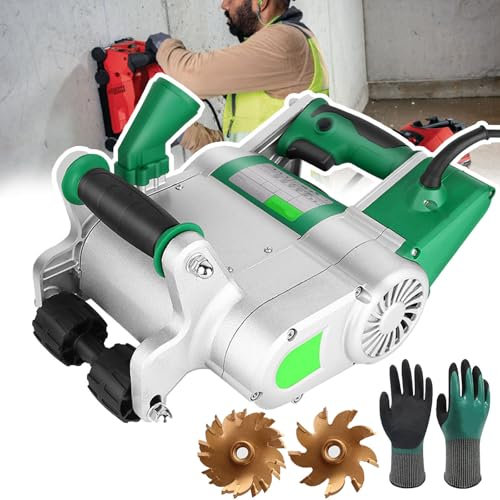 pedenencelia Electric Wall Chaser,1 Time Molding Wall Groove Cutting Machine,Roller Design/Adjustable Depth/Speed ​​1600/Min,For Grooving On Various Walls,With Gloves&25/35 Saw Blade