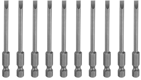 sourcing map Lot de 10 embouts de tournevis magnétiques à fente SL4 de 4 mm en acier S2 à tête plate avec tige hexagonale de 6,35 mm de long pour enlever les vis de fixation