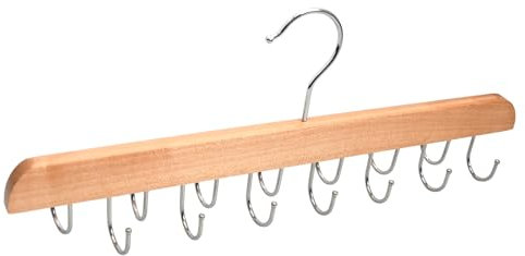 Supporti per Cintura 1 Pezzi, Appendiabiti in Legno Massiccio con 14 Ganci Girevoli a 360 Gradi, Gancio Girevole per l'Organizzazione della Casa, Salvaspazio per Cinture, Cravatte, Sciarpe