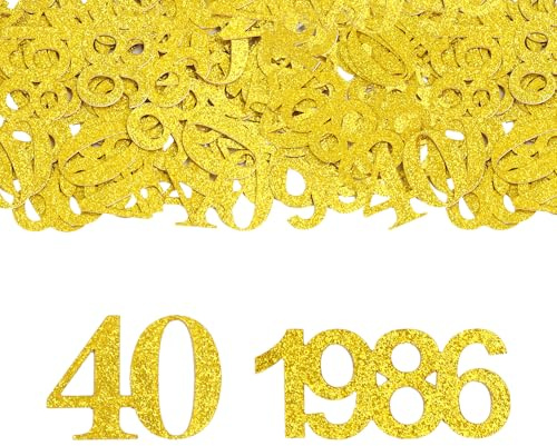 GoldRock Konfetti 40 Geburtstag Deko 1986 Groß 3,5-5cm,100 Stk Streudeko 40 Geburtstag Männer Frauen,Glitzer Tischdeko 40 Geburtstage,Konfetti 40. Geburtstage,40er Luftschlangen, Geburtstagsdeko 40
