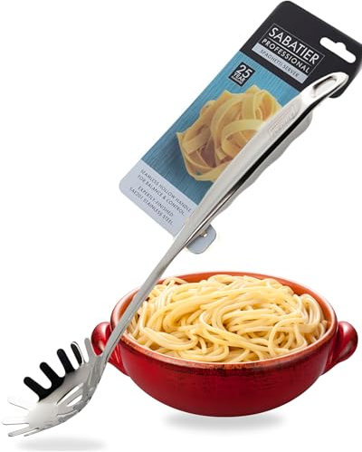 Sabatier - Mestolo professionale per spaghetti, in acciaio inox lucidato a specchio, cucchiaio su misura, scolare e servire la pasta, costruzione robusta, lavabile in lavastoviglie