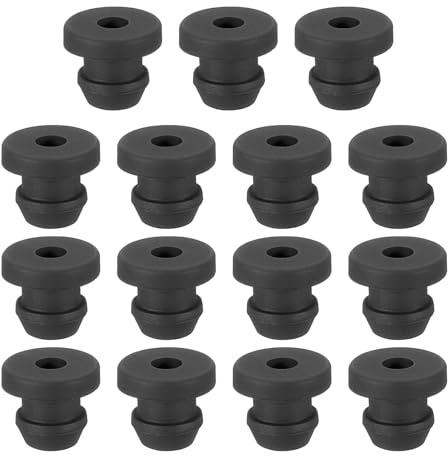 PATIKIL 6mm / 1/4 Inch Drill Hole,1/8 Inch ID Rubber Grommets, 15Pcs Top Hat Grommet for Wiring Eyelet Ring Gasket Automotive Firewall Cable Hole Plugs Wires Protection, Black