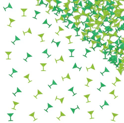 120pcs Martini Glass Confetti, A Tini Bit Older Paper Confetti, Margarita Paper Scatters, Green Glitter Cocktail Party Table Decoration, Martini Theme Birthday/Bachelorette Party Supplies