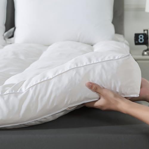 WhatsBedding 5 Inch Memory Foam Mattress Topper Full Size, Plus Thicked Down Alternative-Lined, Breathable Fluffy Shredded Memory Foam Filled Pillow Top, 4 Anchor Elastic Bands, 75x54x5 Inch