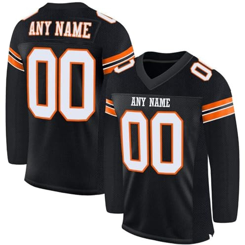 Generisch Personalisiert American Football Trikot Individuelles Name Nummer Spieltrikots Schnelltrocknend Rugby Trikots Damen Herren Junge Mädchen Kinder Sport Oberteil Atmungsaktiv Langarm T-Shirts