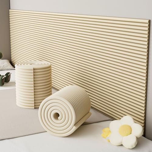APMOE Panneaux Muraux Rembourrés, Coussin Mural Decoration Antigel et Isolation Thermique Panneau Tete de Lit à Coller 1.3Cm Tete de Lit Enfant pour Chambre/Salon(Blanc,10 Pcs)