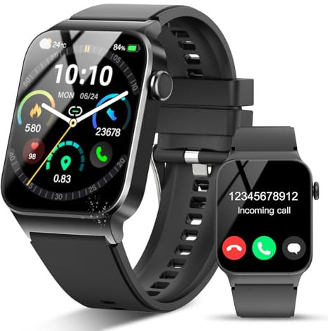 STECEi Smart Watch for Men Women Answer/Make Call, 1.85 HD Smartwatch with Heart Rate/Sleep/Steps Monitor, 110+ Sports Fitness Watch, Black