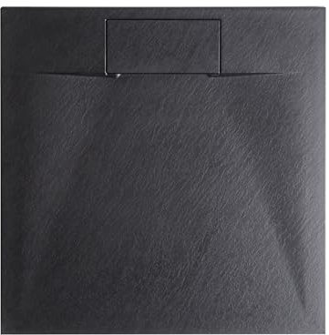 Piatto doccia minimalista con scarico SMC effetto pietra naturale nero 80 x 80 x 3 cm