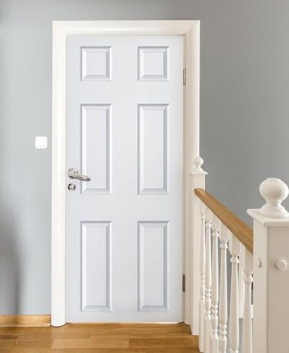 Tizhweqo White Door Stickers for Interior Doors European Style Pattern 3D Door Decals Self Adhesive Door Mural Fridge Sticker Poster Art Wall Paper for Home Decor 77x200 cm b7570