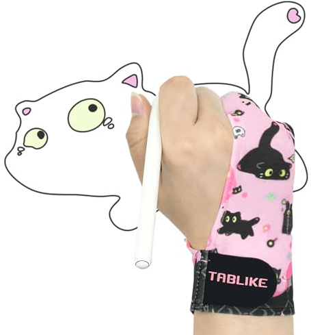 Drawing Glove for iPad, 3-Layer Palm Rejection Artist Glove(Size M, Pink) | Two Fingers Digital Art Glove for Drawing Tablet, iPad, Monitor Painting, Paper Sketching, Fits Right Hand and Left Hand
