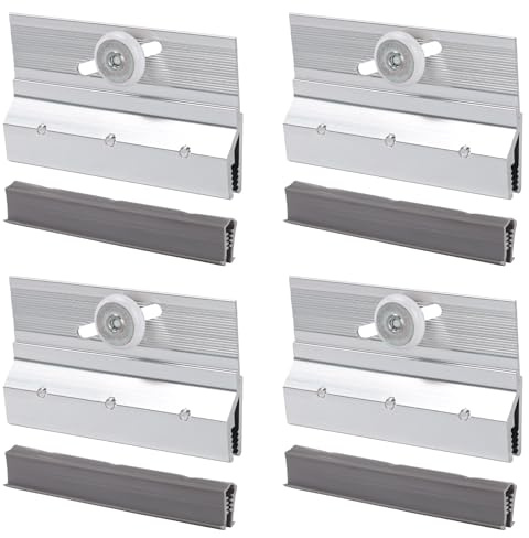 Lashow 4 Pcs Frameless Shower Door Top Bracket Roller Assembly, 3/4 Ball Bearing Wheel, Adjustable Aluminum with Glazing Vinyl for Safe & Stable Glass Fit
