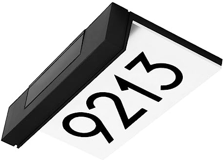 PartyKindom Solar House Number Lamp LED Outdoor Door Sign Solar Powered Address Light Energy Saving Garden Indicator Easy Installation Visibility