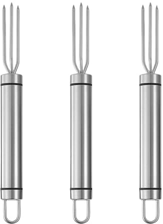 3 x Edelstahl-Maisgabeln für sichere Handhabung, ideal für Hobbyköche und Outdoor-Enthusiasten und Kartoffelspieße