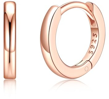 Silvora Kleine Creolen Silber 6mm/8mm/10mm/12mm/14mm/16mm/18mm/20mm Damen | 925 Silber Ohrringe Hoop Huggie Creolen Silber/Gold/Schwarz/Rosegold Schläfer Kreolen für Frauen Herren Männer