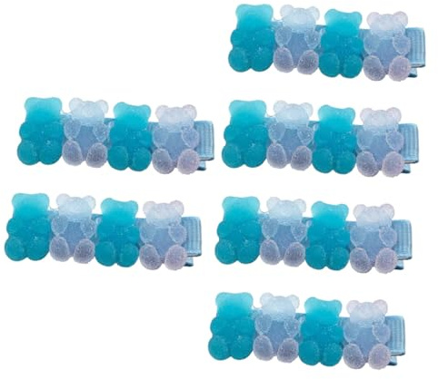 Gogogmee 6pcs Adorable Blue Hairpin Cute Bear Bang Clip Hairstyling Pin Lovely Hair Decoration for Boys and Girls Girls Birthday Party Hairstyling Accessories