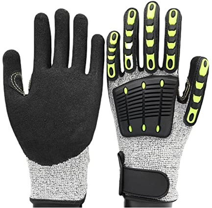 MNMIOIO Guantes resistentes a los cortes de servicio pesado Guantes de trabajo de seguridad de aceite de vibración anti impacto Anti corte Amortiguación de impactos mecánicos Resi(XX-Large)