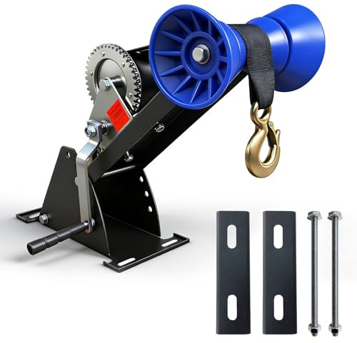 ZUIWAN 1200LB Boat Trailer Winch Stand with Galvanized Adjustable Mount Post & Roller - Fits 3 to 4 W x 4 H Trailer Tongue, Includes Ratchet Winch Kit