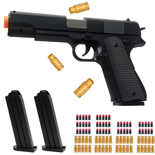 Toy Gun for Kids with Auto Shell Ejection - 40 Shells, 50 Foam Bullets & 2 Mags - Safe Foam Blaster for Outdoor Target Play and Birthday