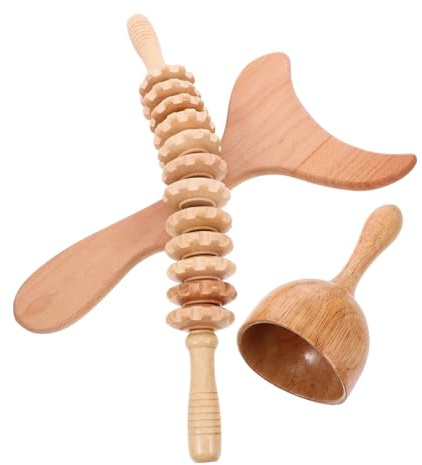 YOSADIER Strumenti per Massaggio Corpo in Legno 3 in 1 Kit Maderoterapia Rullo Massaggiante e Bastoncino per Massaggiatore Linfodrenante per Chi Ha Scarsa Sonnolenza