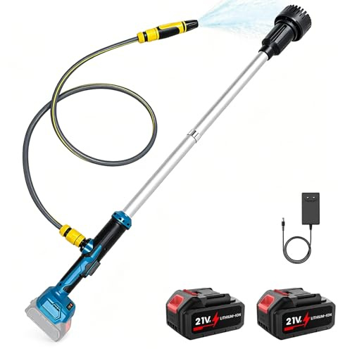 Bomba sumergible con batería, 18 – 21 V, 3000 L/h, capacidad de extracción de 6 m de altura de extracción, bomba de agua sucia plana con 2 baterías, bomba de jardín portátil para barril de lluvia