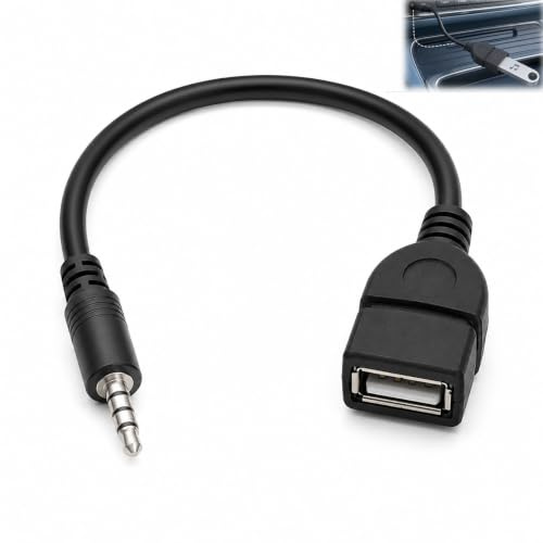 Adaptador USB Hembra a Jack 3.5mm, Convertidor USB a AUX Coche Macho 15 cm, Conector de Audio para Entrada Auxiliar de Coche, Cable Compacto para Sistemas Compatibles de Reproducción Musical