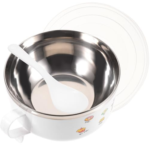 OUNONA Tazón Térmico de Acero Inoxidable de 1200ml con Tapa para Fideos, Resistente Oxidación y Adecuado para Servir en Fiambrera