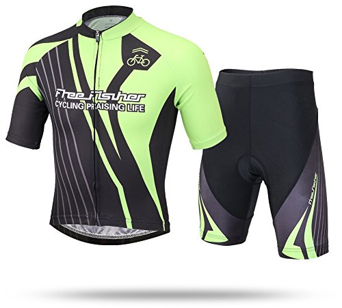 LSERVER Ensemble de Maillot de Cyclisme pour Enfant Gacon Fille, Vert/Noir, L (Convient à 9-10 Ans)