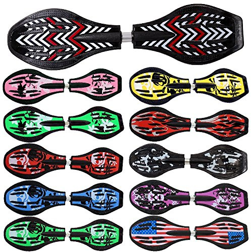 FunTomia Waveboard con ruote a LED e cuscinetto, con borsa e CD, Funtomia Waveboard Alle Farben, Schwarz / Rot2 - mit LED Rollen