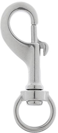 Yundxi Stabil Karabinerhaken mit Drehgelenk/Schnapphaken Karabiner aus Edelstahl für Hundeleinen/Paracord/Schlüsselanhänger/Tauchen Haken für Gurtband (1pcs Silber, XXXL 118mm)