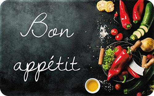ID MAT Decor de Cuisine Bon Appetit Decor de Cuisine, Fibres Synthétiques, Noir, 50x80x0, 4 cm