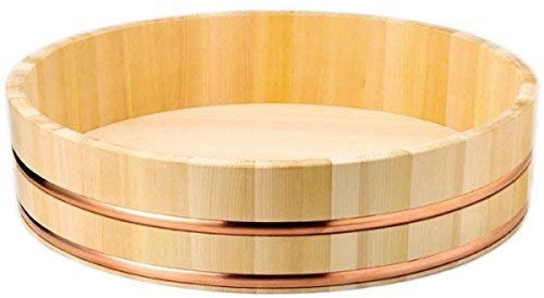 48cm/19 Wooden Sushi Rice Bowl/Hangiri/Sushi Oke/Handai w/Sushi Rolling Mat