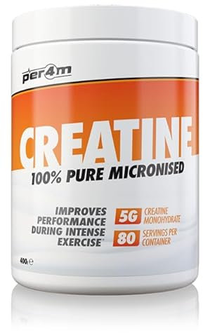 Per4m Creatine Powder | 100% Pure Micronised Creatine Monohydrate | 5000mg of Creatine | 80 Servings (400g, Unflavoured)