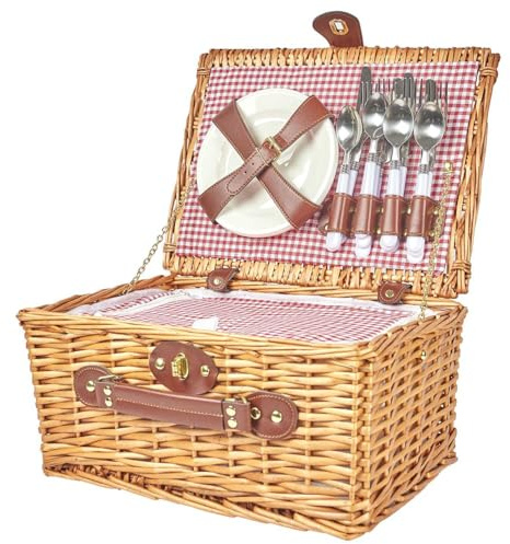 Home Deco Factory Il Cestino da Picnic in Vimini con stoviglie da Giardino