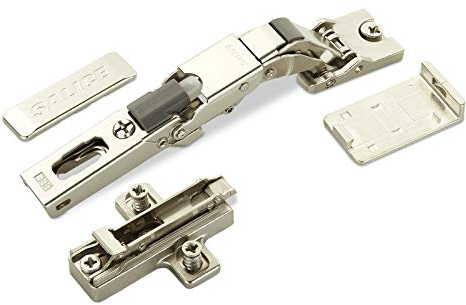 2 x Salice cerniera universale con ammortizzatore per porta in vetro o a specchio 110° con piastra di montaggio a croce altezza 6 mm con viti Euro, regolazione eccentrica