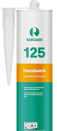 RAMSAUER 125 Handwerk Silikon, 310ml Kartusche, Cremeweiß RAL 9001 | Glasabdichtungen & Fensterbau, Bewegungsfugen im Bad, Anschlussfugen Fenster & Türen, schnellhärtend, nicht korrosiv