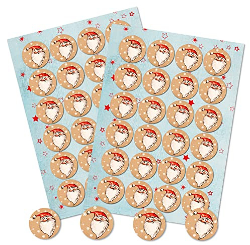 Logbuch-Verlag 48 Weihnachtsmann Nikolaus Sticker 4 cm Premium Geschenkaufkleber rot weiß für Kinder und Kunden rund Made in Germany