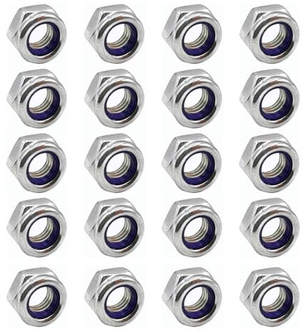 M10 Nyloc Steel Nuts, 10mm Self Locking Nuts with Nylon Inserts (20 Pack) Evelyne
