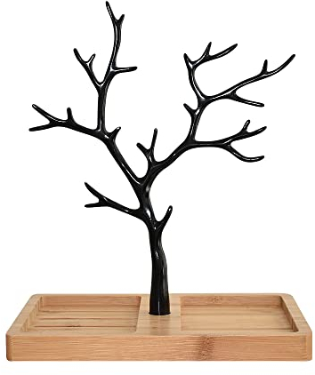 Galeara design Arbre à Bijoux - Porte-Bijoux - Presentoir a Bijoux Rangement Collier Bracelet Bague Boucle d'oreille (Furo Bambou Noir)