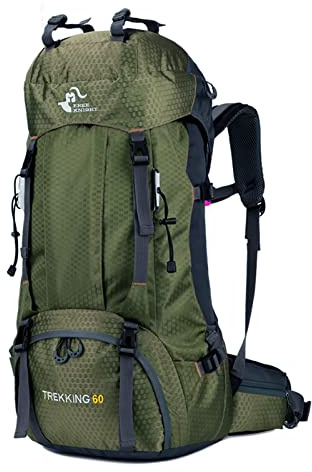 60L Waterproof Ultra Lightweight Packable Climbing Fishing Traveling Backpack Hiking Daypack,Backpack,Handy Foldable Camping Outdoor Backpack Bag with a Rain Cover (army green)