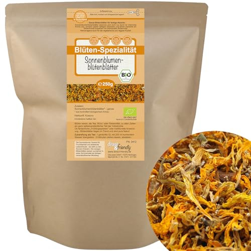 direct&friendly | Bio Sonnenblumenblütenblätter | 250g | Tee | Backen | Essbare Blüten-Dekoration