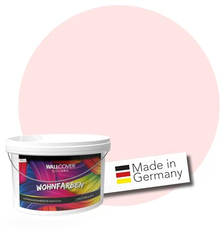 WALLCOVER hochwertige Wandfarbe für Innen | Hellrosa Pastell | 2.5L für 20m² | Hochdeckende Innenfarbe (Klasse 1) in Sanftrosa Matt | Profi Qualität aus Deutschland