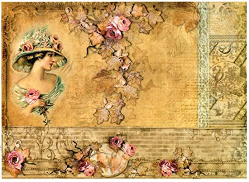 Zita´s Creative Reispapier A3 - Vintage Background. Motiv-Strohseide, Strohseidenpapier, Decoupage Papier