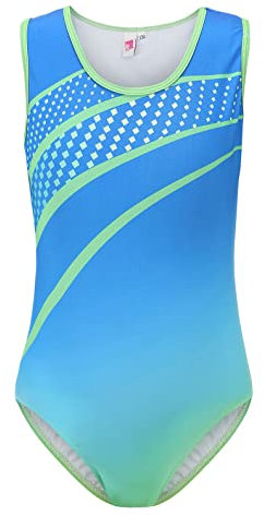 SEAUR - Turnanzug Kinder Trikot Gymnastik Klassisch Jungen Gymnastikanzug Ärmellos Trikotanzug Schweißableitend Atmungsaktiv 8-9 Jahre - Farbverlauf Blau