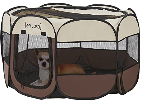 [en.casa] Recinto Morbido per Animali (AxLxP) 58 x 114 x 114 cm Box Pieghevole per Cuccioli, Tessuto Impermeabile, incl. Borsa di Trasporto