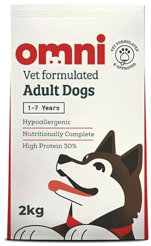 OMNI Hypoallergenic Dog Food 2kg for Adult Dogs - Protein-Rich Dry Kibble, Made in the UK with Natural Ingredients, Backed by Vets, Supported By Science, Dragons’ Den Winners
