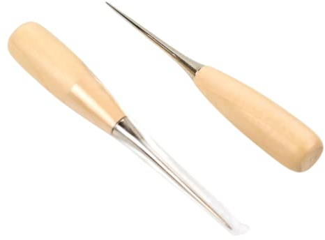 Lot de 2 poinçons professionnels avec manche en bois pour poinçonnage de couture en cuir