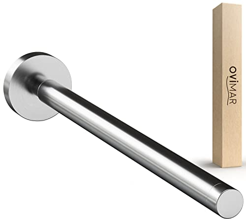 ovimar Handtuchstange Teleskop Lyngvig | Edelstahl | silber | ausziehbar als Handtuchhalter für Handtücher | 30-50cm | Halterung zum Bohren oder Kleben an der Wand im Badezimmer