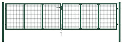 Susany Mesh Gartentor Verzinkter Stahl Doppelflügeltor Doppeltor Gartentür Zauntor Hoftor Zauntür Gartenpforte Einfahrtstor Tor Stahl 400 x 100 cm Grün