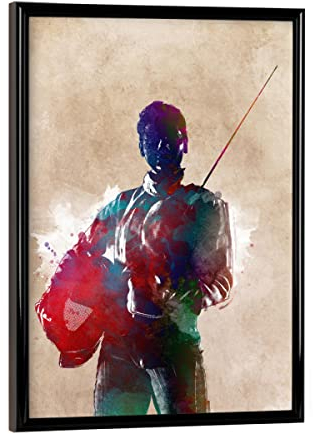 artboxONE Poster mit schwarzem Rahmen 18x13 cm Menschen Kunst des Fechtsports - Bild Fechter Fechter Fechter